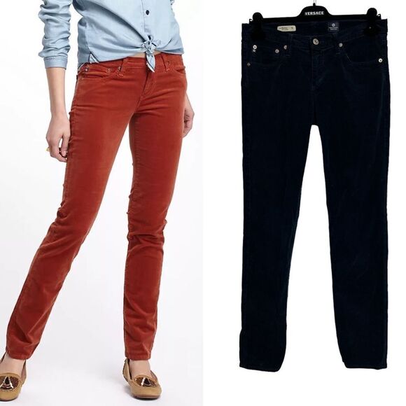 AG Adriano Goldschmied Stevie Slim Straight Corduroy Pants in Dark Navy - Picture 1 of 13